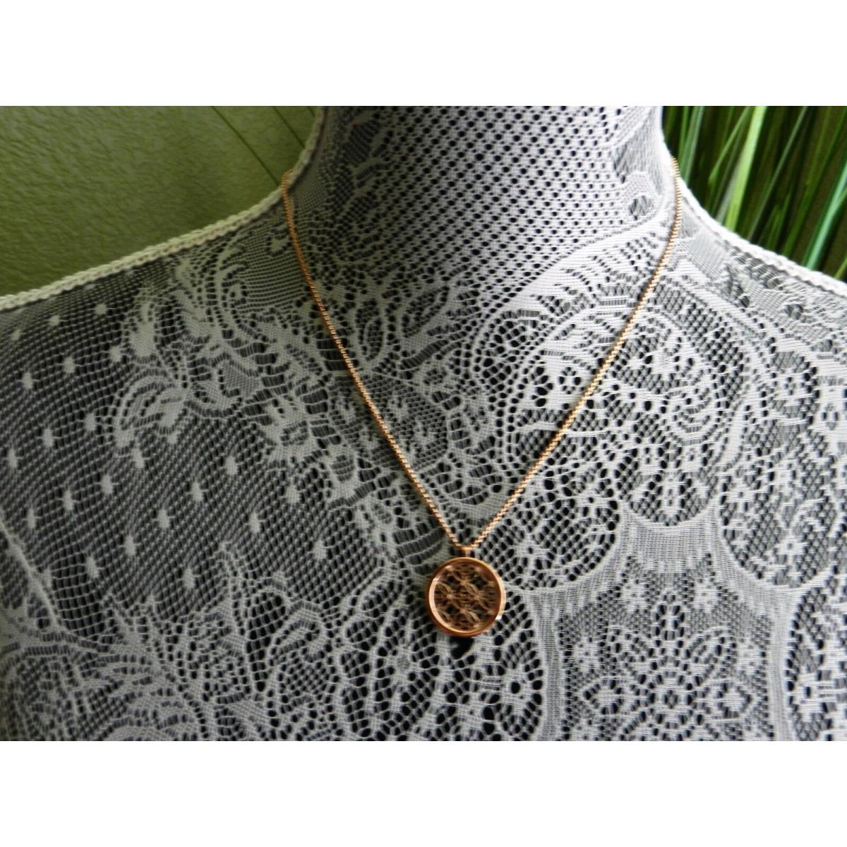 Michael Kors Heritage Rosegoldtone Monogram Disc Pendant Necklace