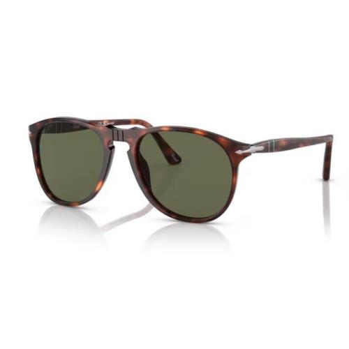 Persol 0PO9649S 24/58 Havana / Green Polarized Oval Men`s Sunglasses - Frame: Havana, Lens: Green