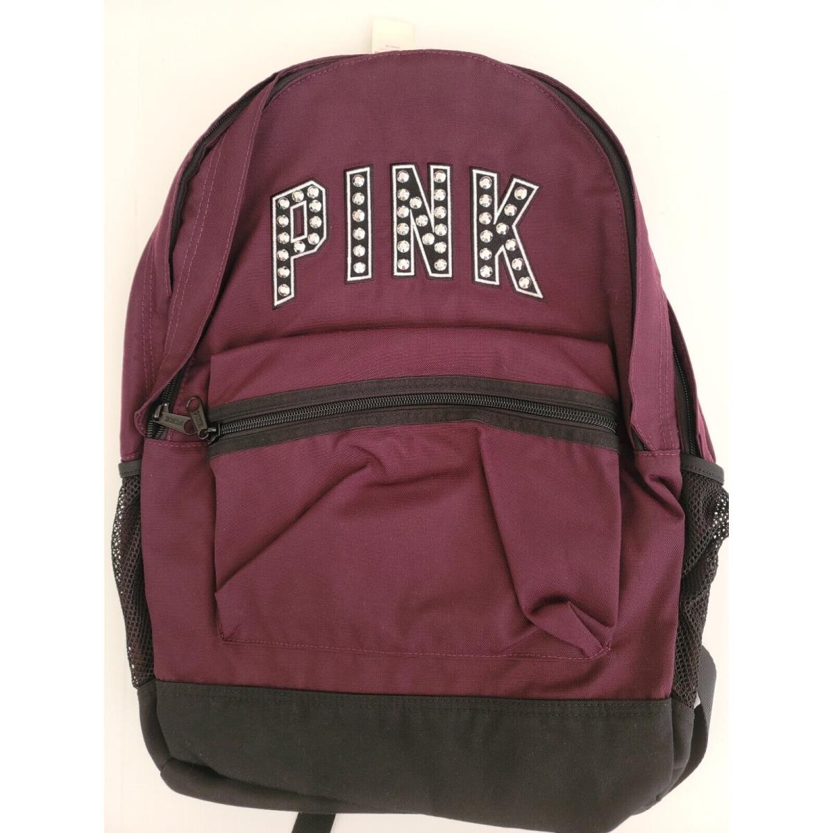 Pink Victoria`s Secret Women Backpack Burgundy Red School Campus Studded