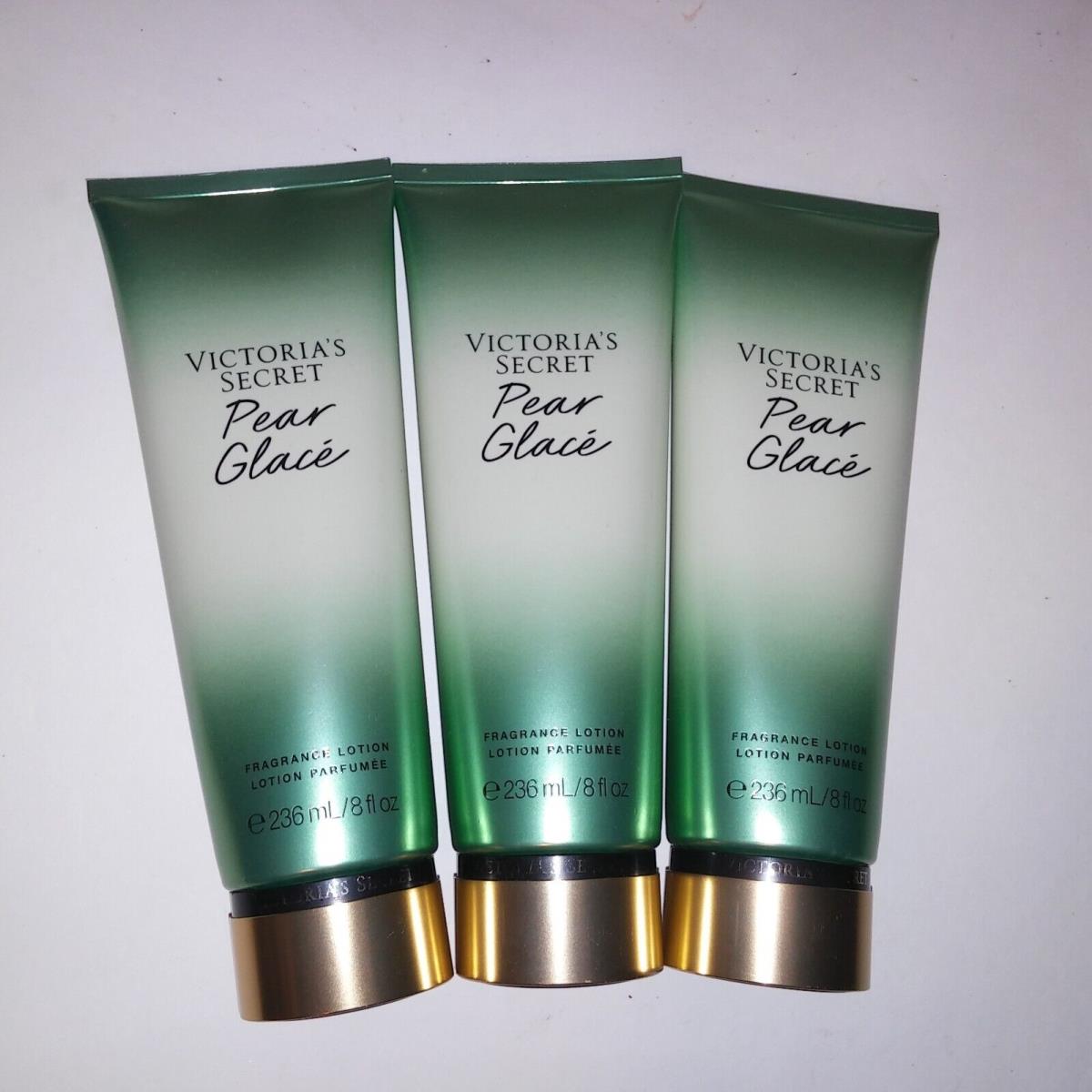 Set of 3 Victoria Secret Fragrance Lotion Pear Glace Full Size 8oz Each Gift Set