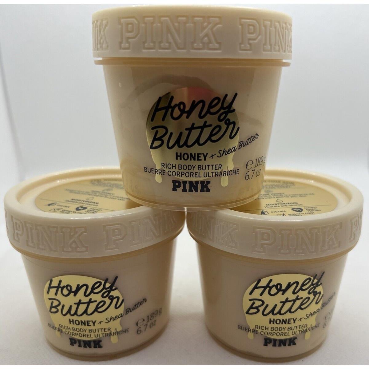 Victoria`s Secret Pink Honey Butter Rich Body Butter 6.7 Oz x3