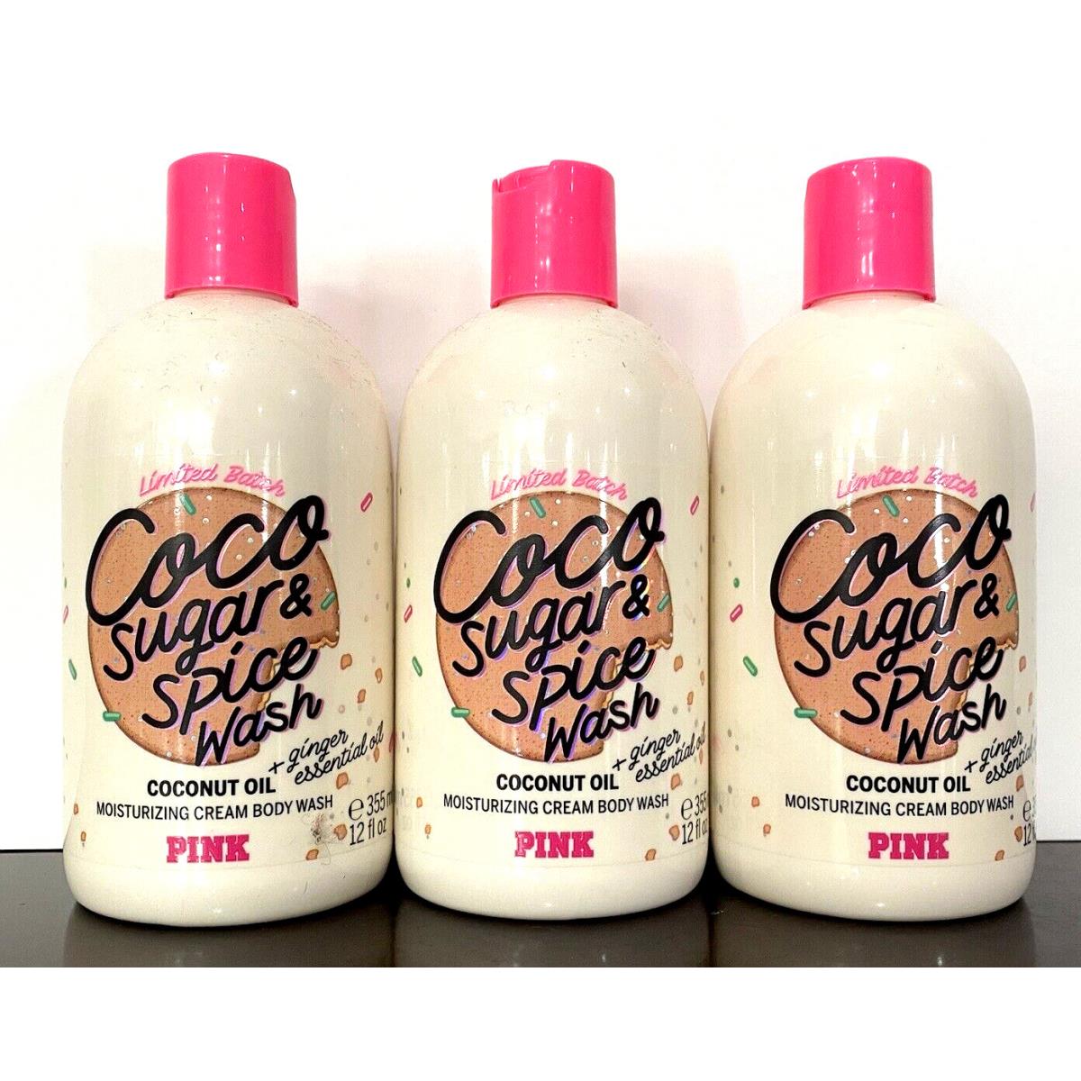 Victoria`s Secret Lot Of 3 Coco Sugar Spice Moisturizing Cream Body Washes