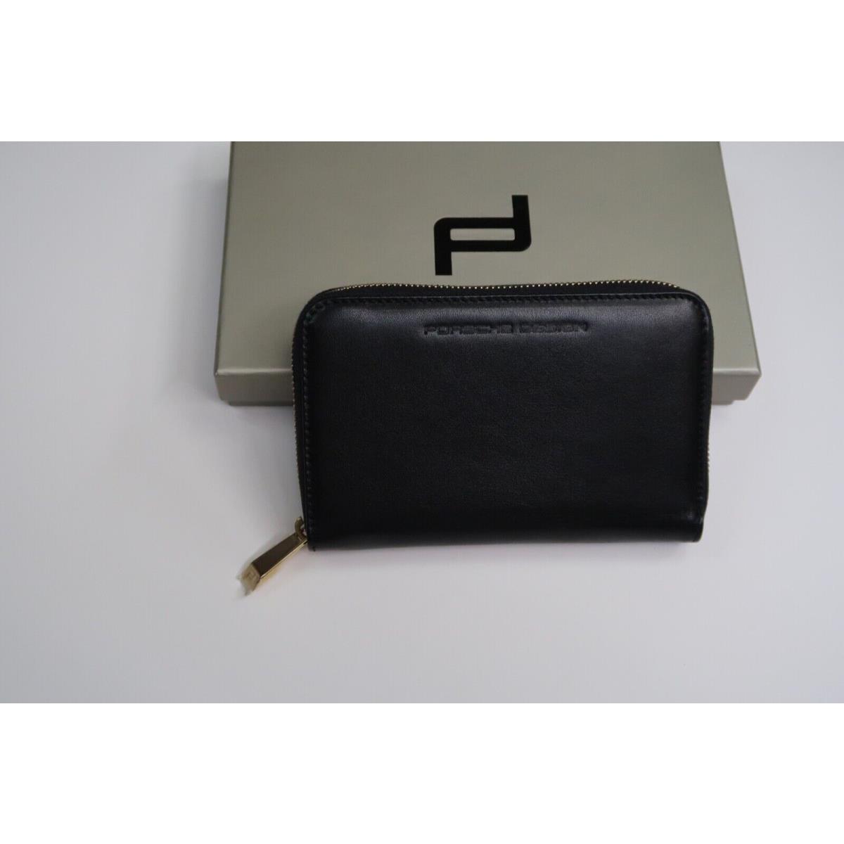 Porsche Design Coin Purse Small Wallet Black Gold Zipper Closure Rare Italy