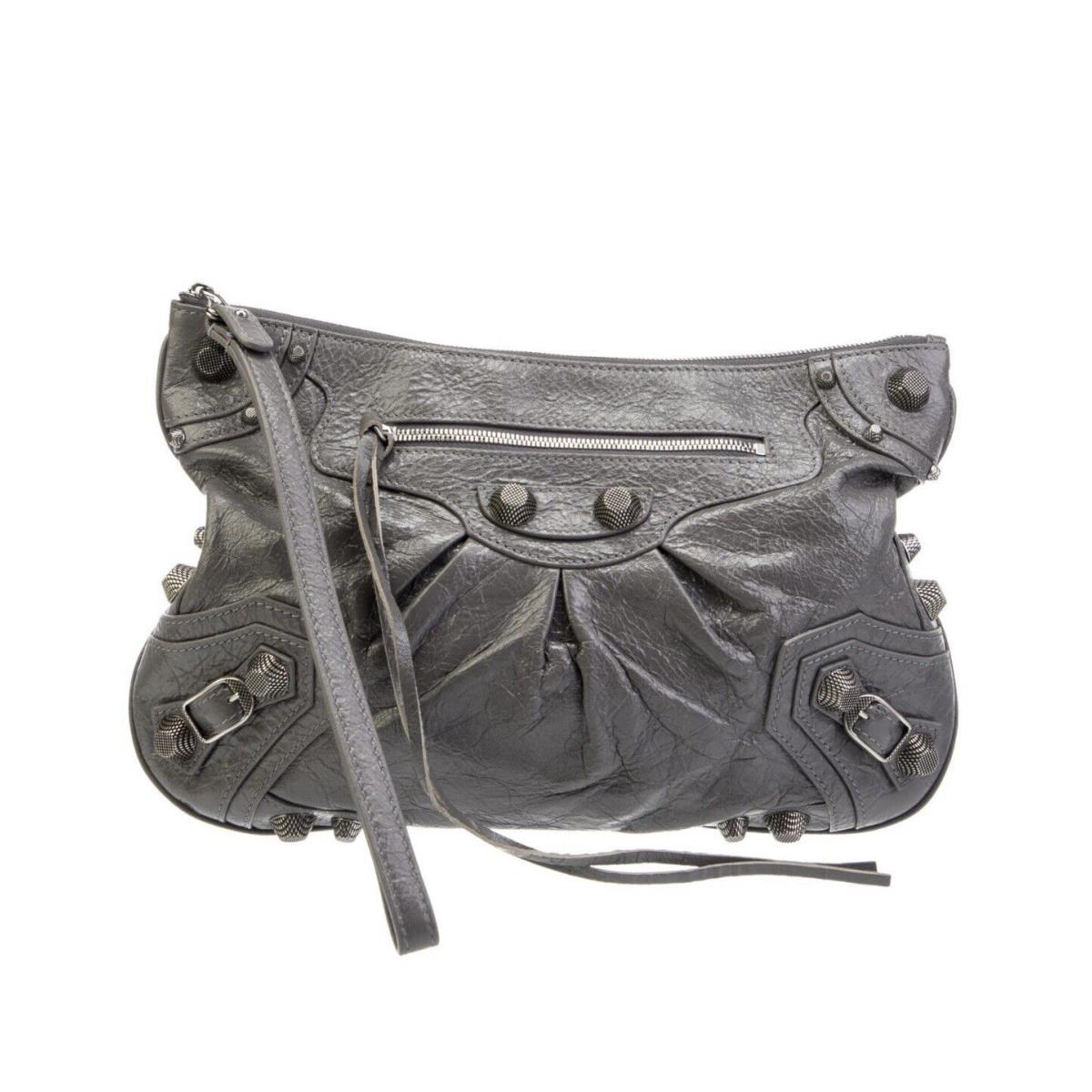 Balenciaga Cagole Grey Stud Bag Purse Clutch