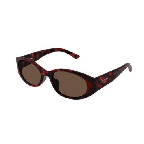 Balenciaga BB0369SK 003 Red Havana/brown Round Women`s Sunglasses