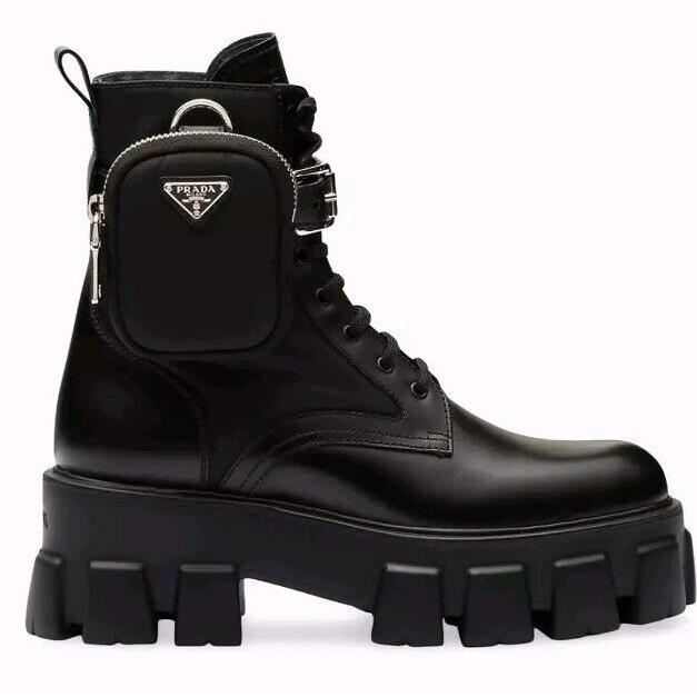 Prada Monolith Mini Bag Lug Sole Combat Boot SZ 37