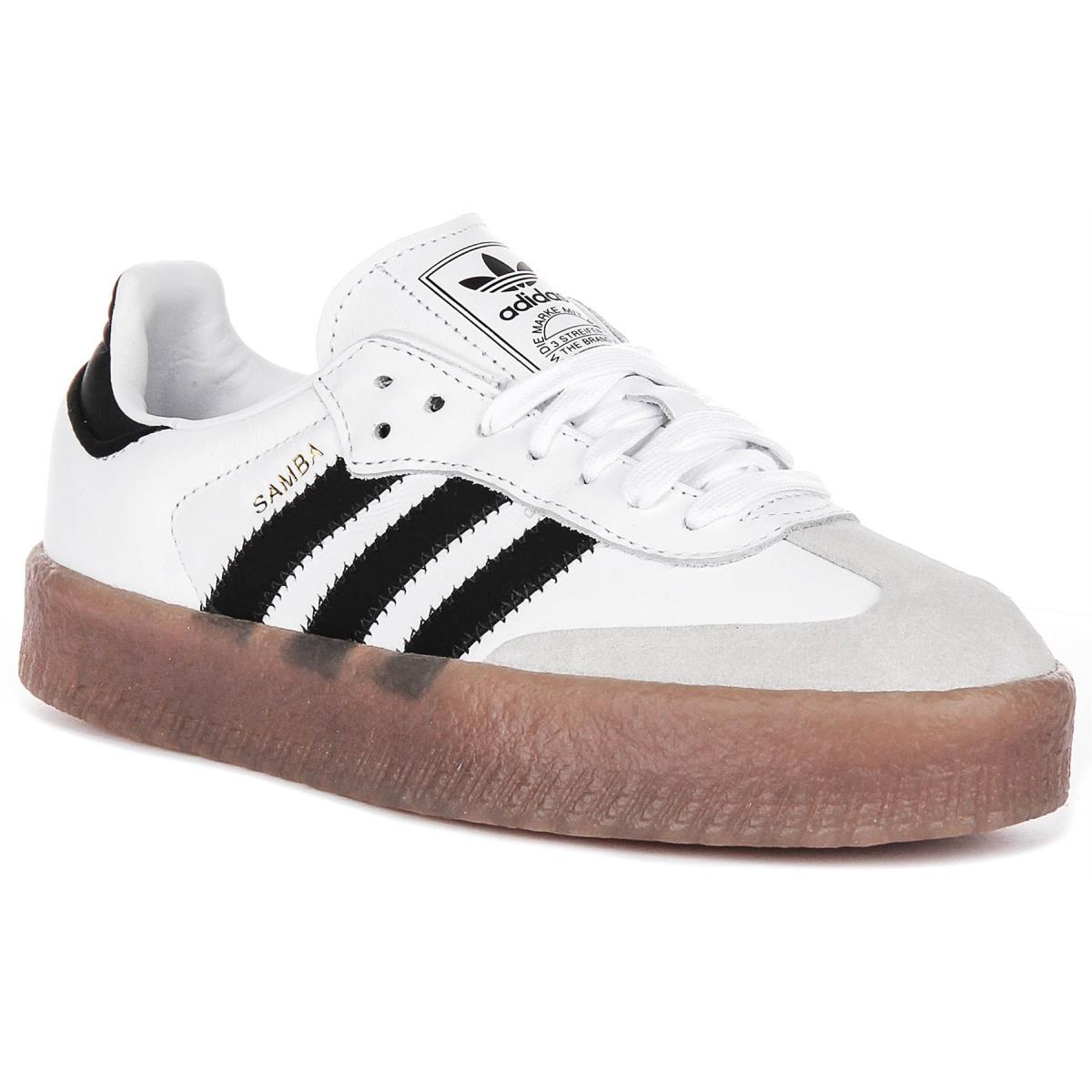 Adidas Sambae 3 Stripes Retro Contrast Trainer White Black Womens US 5 - 11 - WHITE BLACK