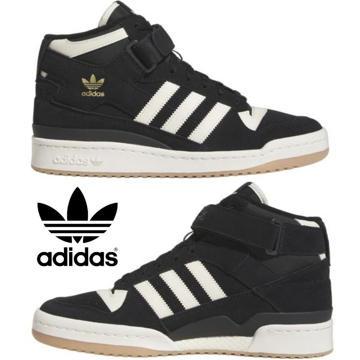 Adidas Originals Forum Mid Men`s Sneakers Comfort Casual Shoes Premium Black 9.5 - Black, Manufacturer: Black/White/Brown