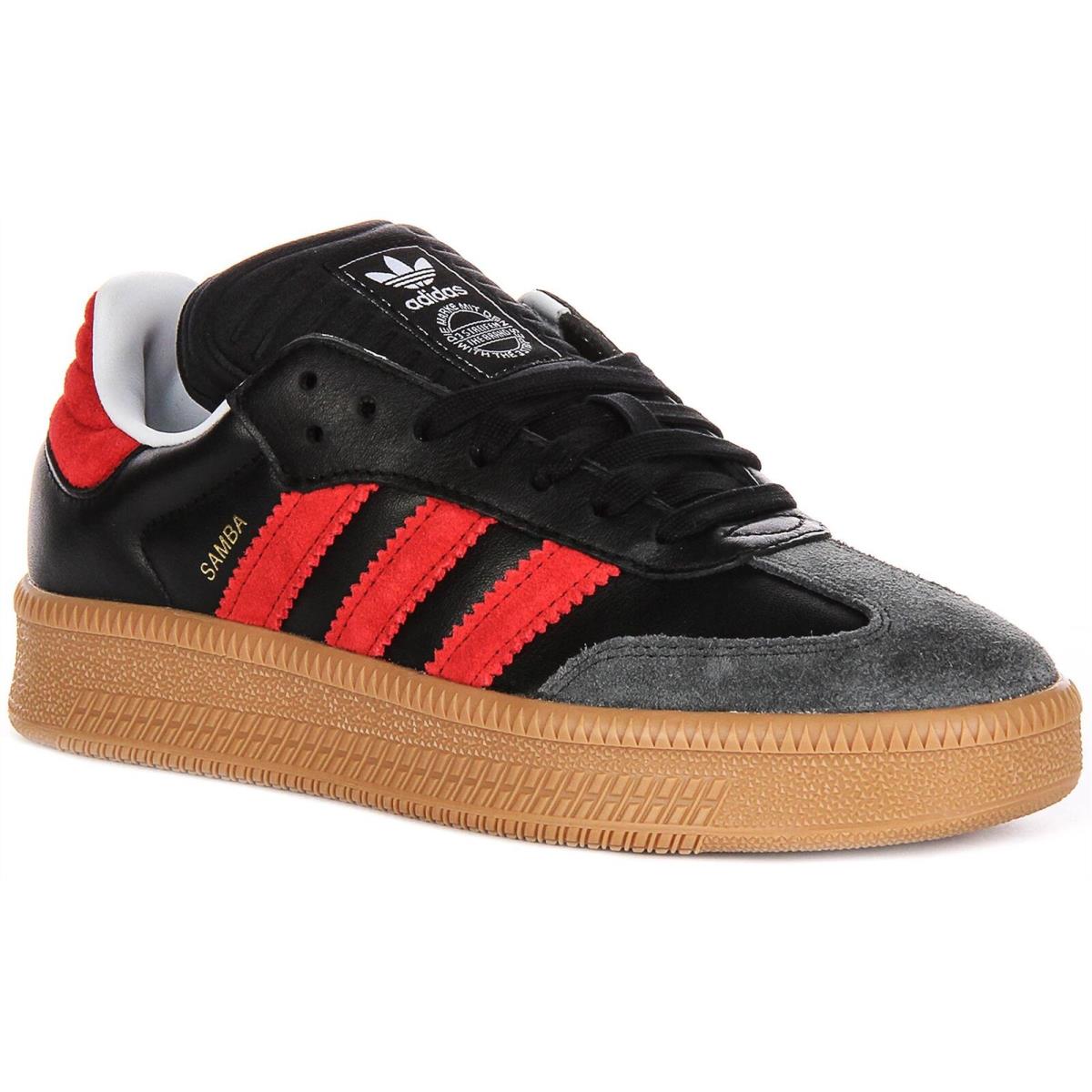 Adidas Samba Xlg J 3 Stripes Retro Youth 70s Boys Shoes Black Red US 3.5 - 7 - BLACK RED