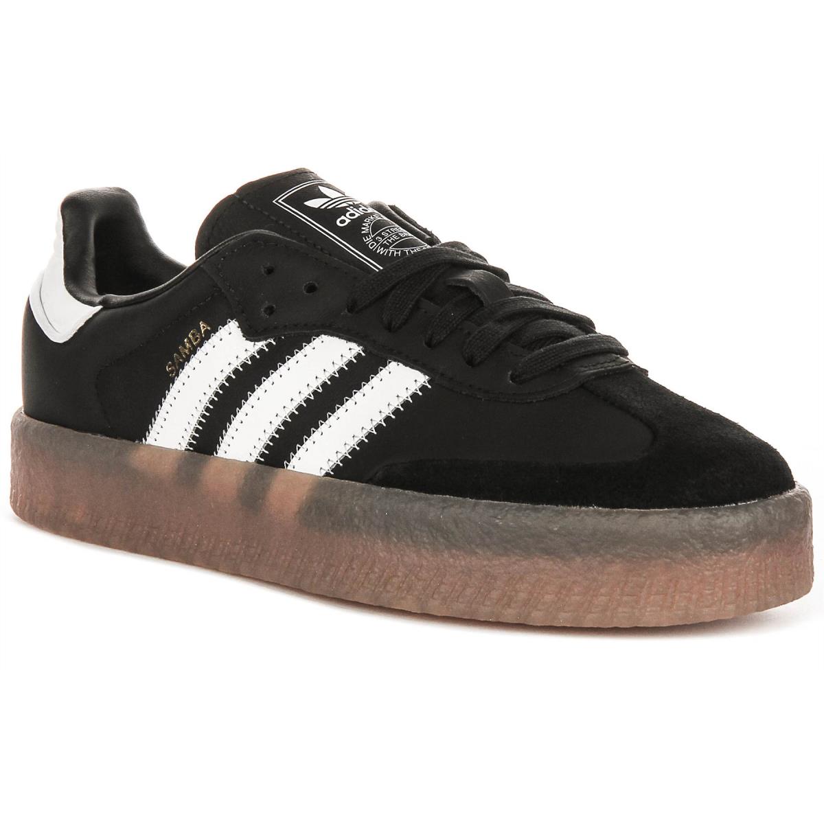 Adidas Sambae 3 Stripes Retro Contrast Trainer Black White Womens US 5 - 11 - BLACK WHITE