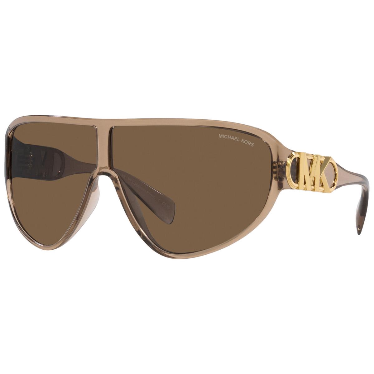 Michael Kors Empire Shield Women`s Pilot Sunglasses w/ 3D Monogram - MK2194 Brown Transparent/Dark Brown