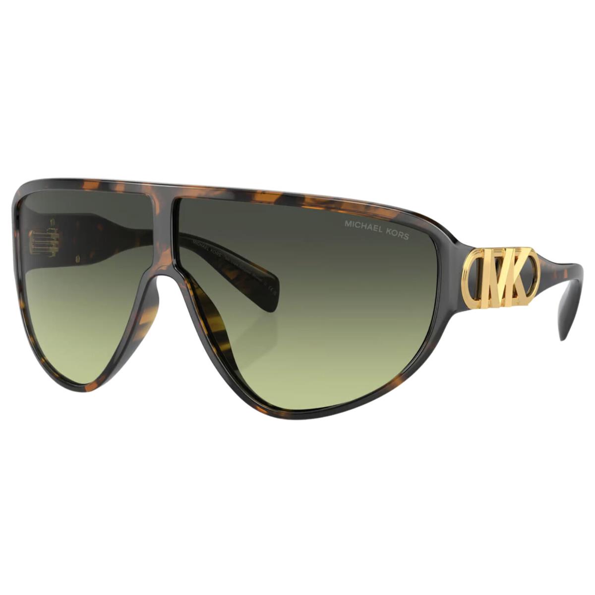 Michael Kors Empire Shield Women`s Pilot Sunglasses w/ 3D Monogram - MK2194 Dark Tortoise/Green Gradient