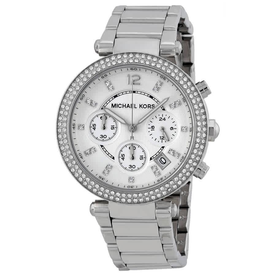 Michael Kors Parker Chronograph Ladies Watch - Many Styles - Style /: Silver-tone