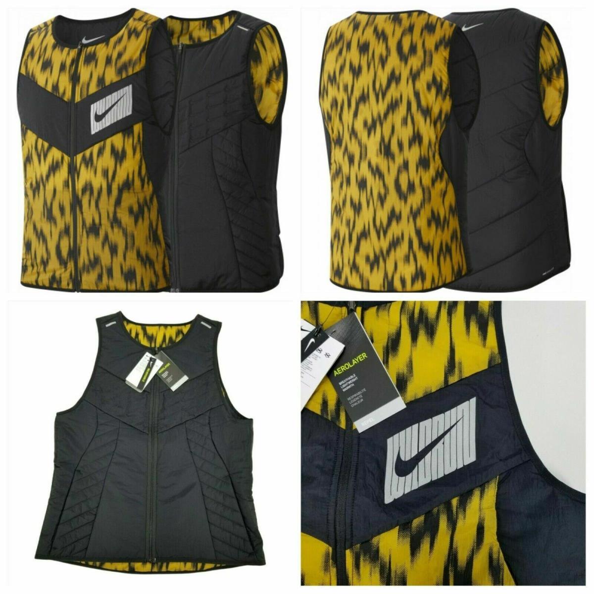 Nike Aerolayer Wild Run Vest Repel Reversible Black Tiger Stripe XL CU6058-010