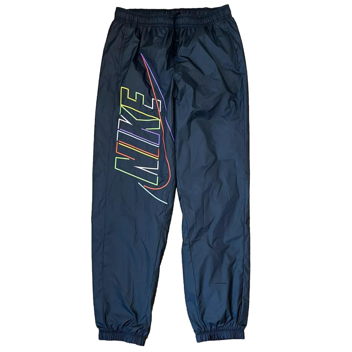 Nike Club Mens Woven Track Pants DX0621 010 Black Multicolor Logo XL