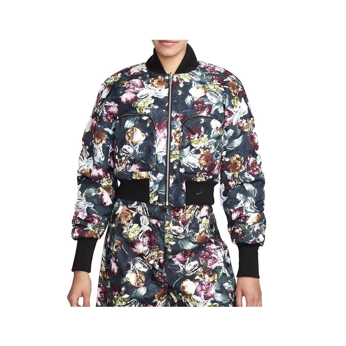 Nike Tech Pack Bomber Jacket M Reversible Floral Black FB8811-681 Oversized