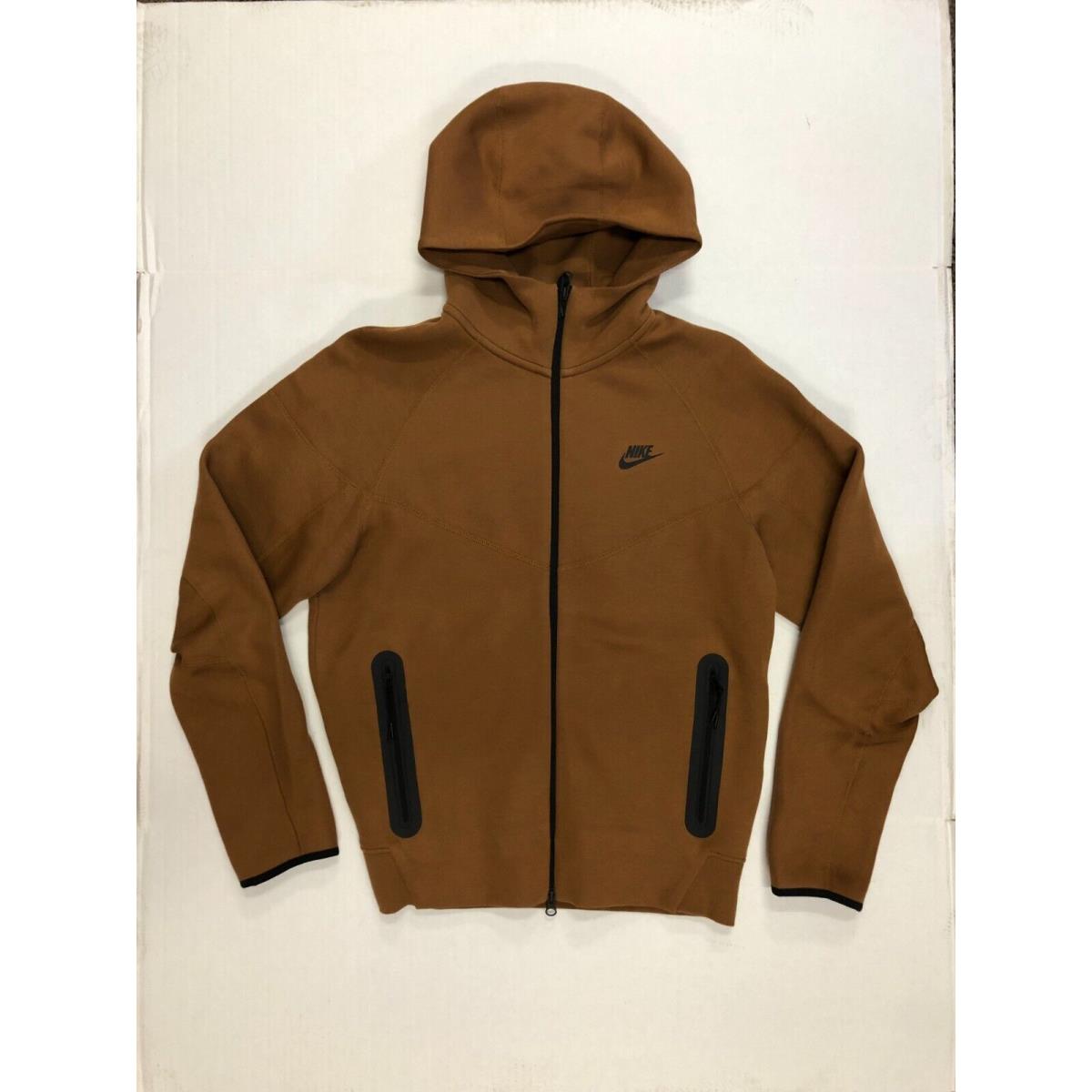 Nike Sportswear Tech Fleece Full-zip Hoodie Brown FB7921-281 Size Medium