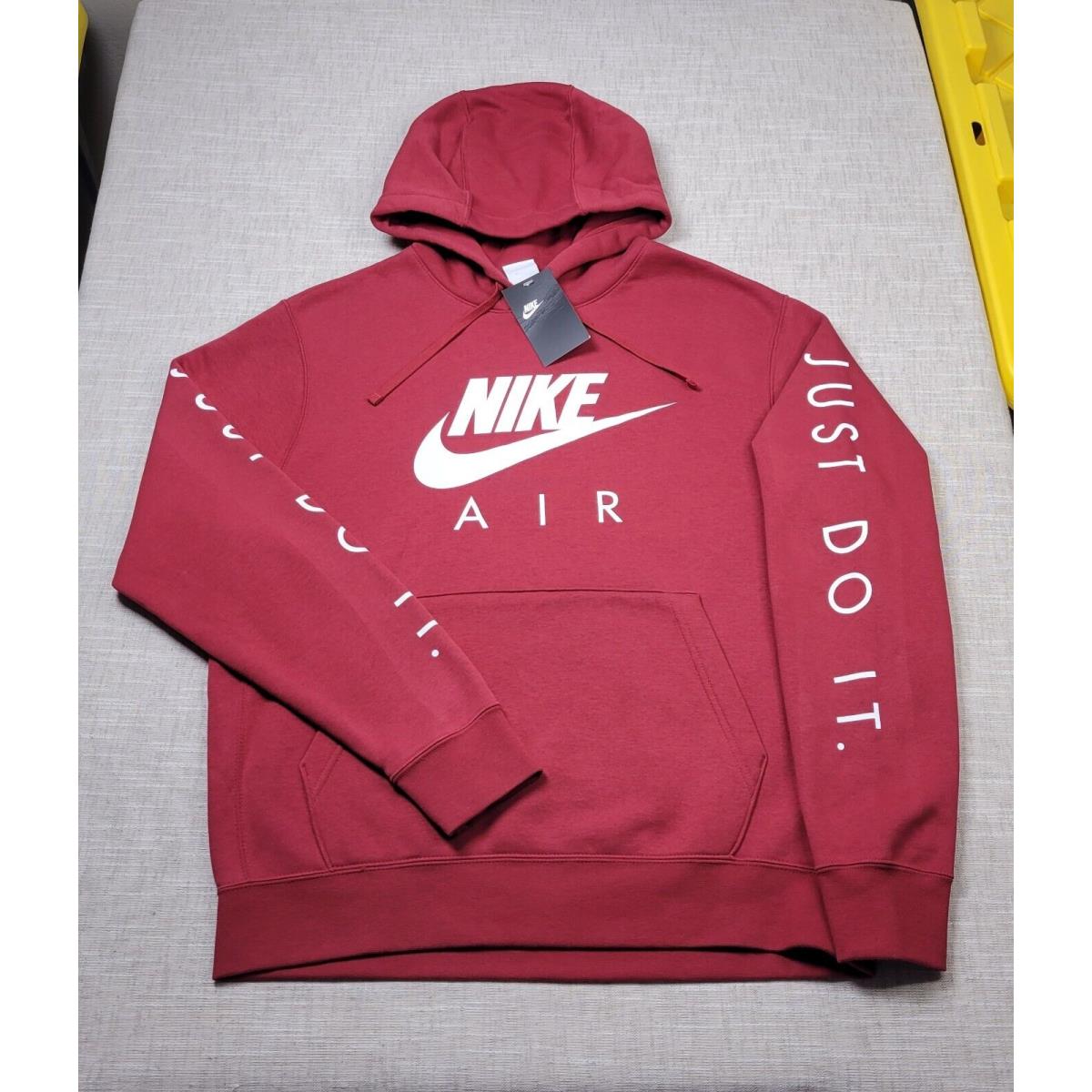 Nike Air Jdi Hoodie Large Mens Red White Just Do It Logo Fleece Sweatshirt
