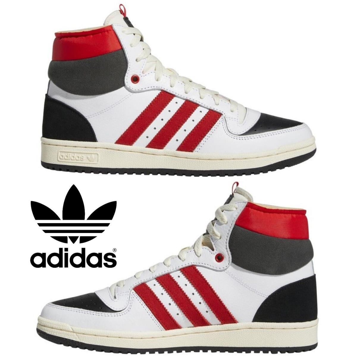 Adidas Originals Top Ten Hi Men`s Sneakers Comfort Casual Shoes White Black Red - White, Manufacturer: White/Red/Black