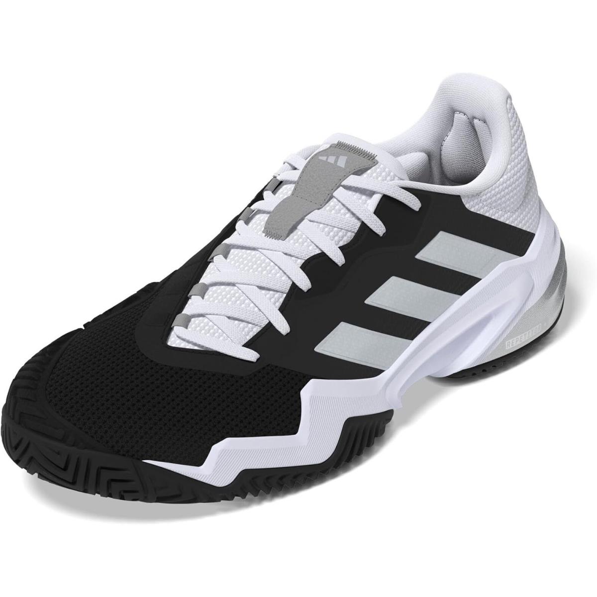 Adidas Men`s Barricade Lace-up Tennis Shoes Black/white/grey Size Options - Black/White/Grey