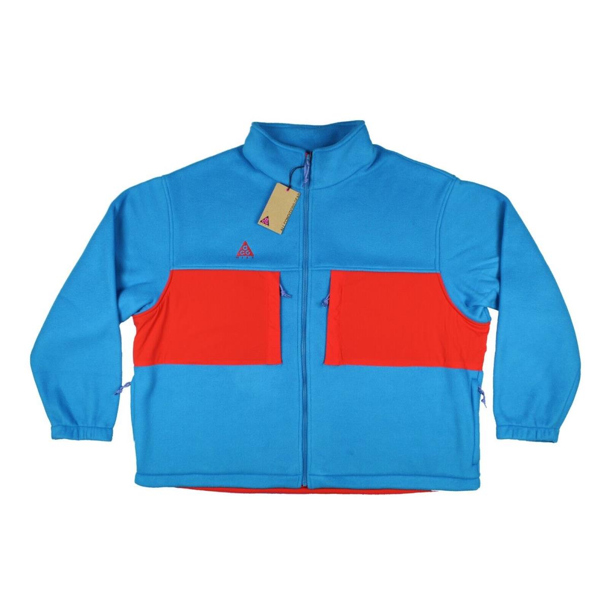 Nike Acg Micro Fleece Full Zip Jacket Men`s sz 2XL 2X-Large / Aqua / Infrared