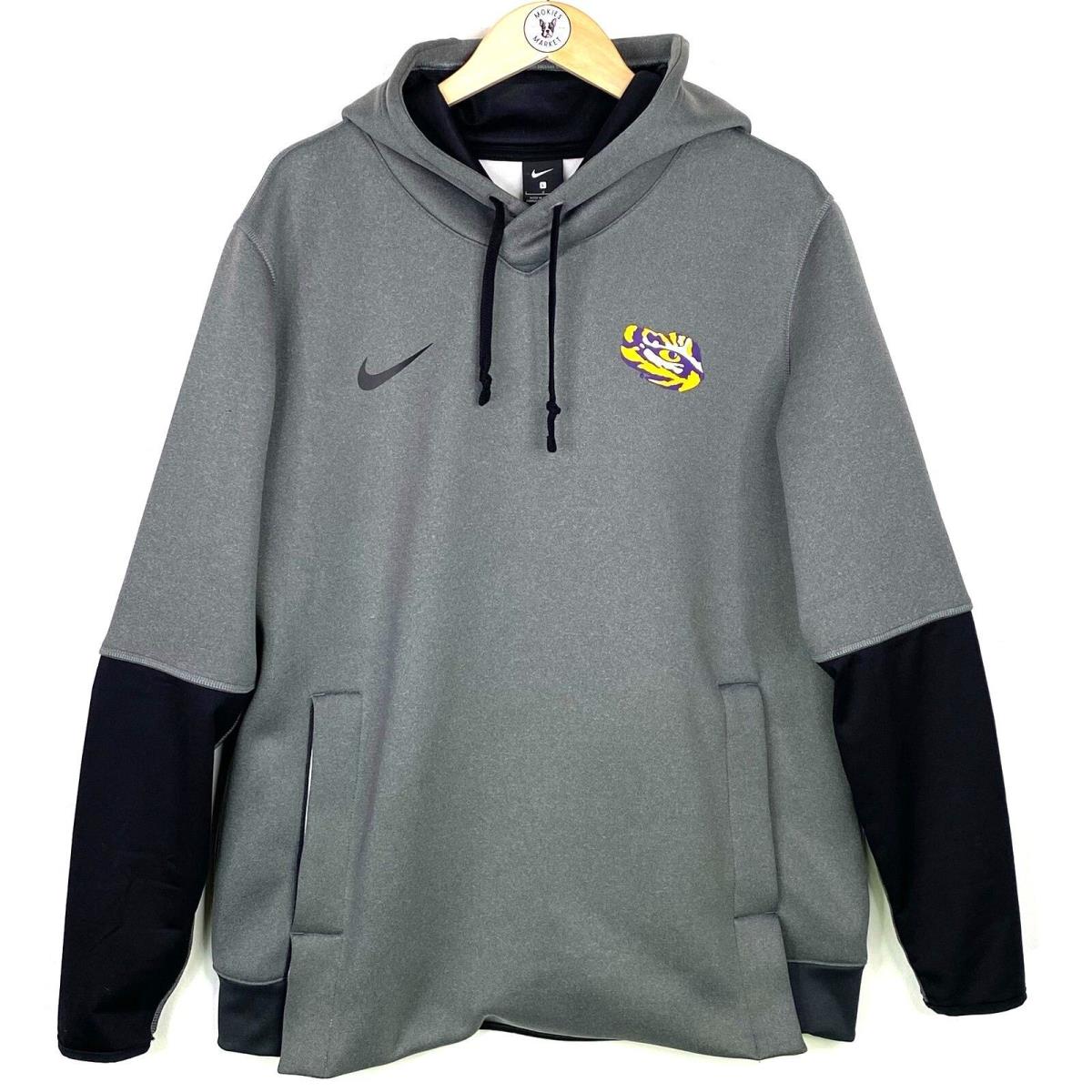 Nike Lsu Tigers Sideline Playbook Hoodie Mens L Grey Black College Football