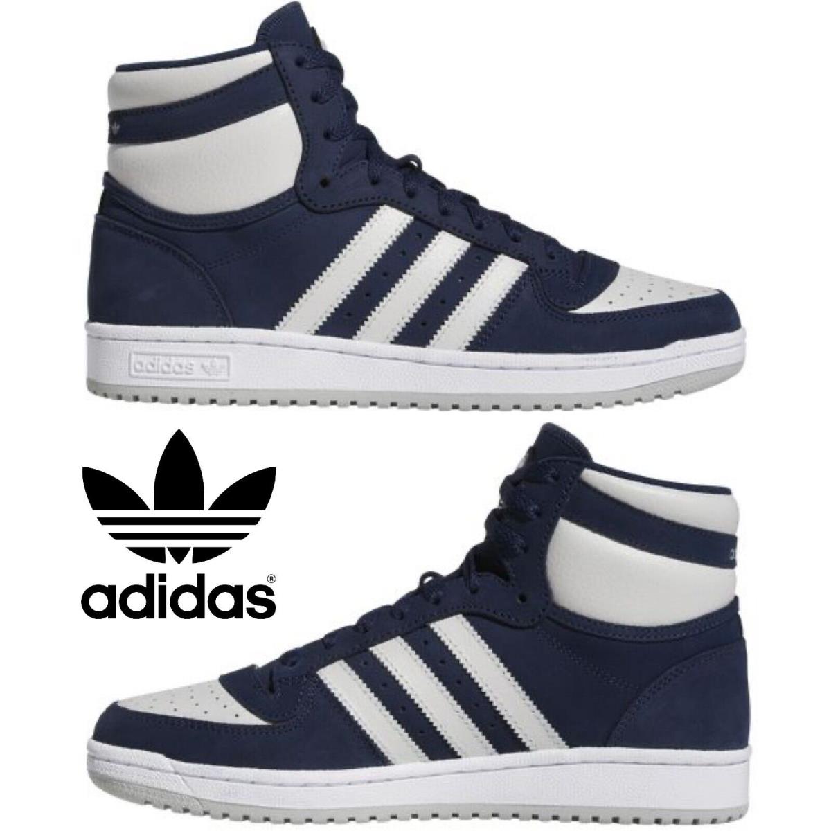 Adidas Originals Top Ten Hi Men`s Sneakers Comfort Casual Shoes White Blue - Blue, Manufacturer: Navy/Grey/White