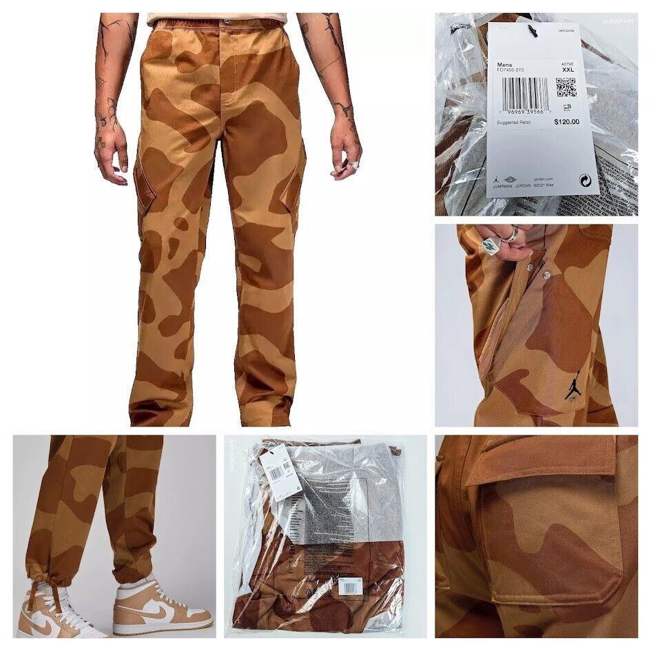 Jordan Essentials Cargo Pants Men Xxl Brown Beige Camo Stretch Lifestyle Utility