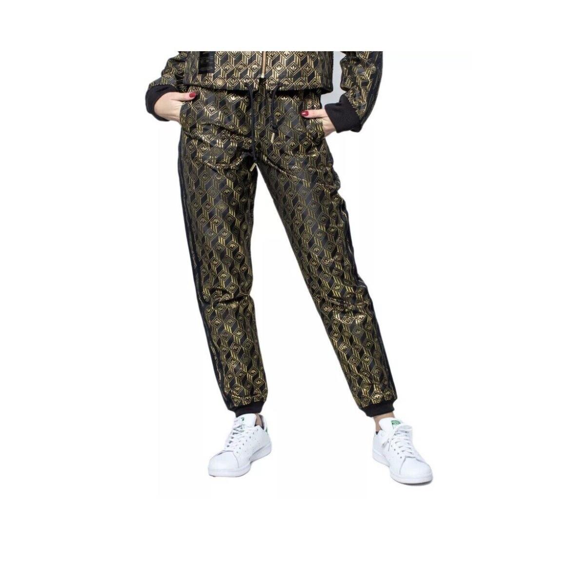 Woman`s Reversible Adidas Premium Sst Track Pants Metallic Gold Black Xsmall