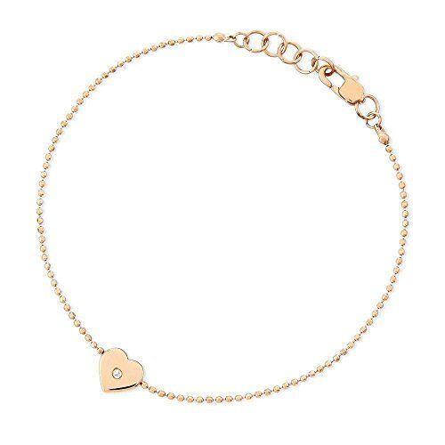 Michael Kors Rose Gold Tone Beads Crystal Heart Charm Bracelet MKJ3495