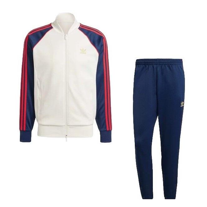 Adidas Originals Superstar Tracksuit Mens Lg Cloud White Scarlet Indigo Navy