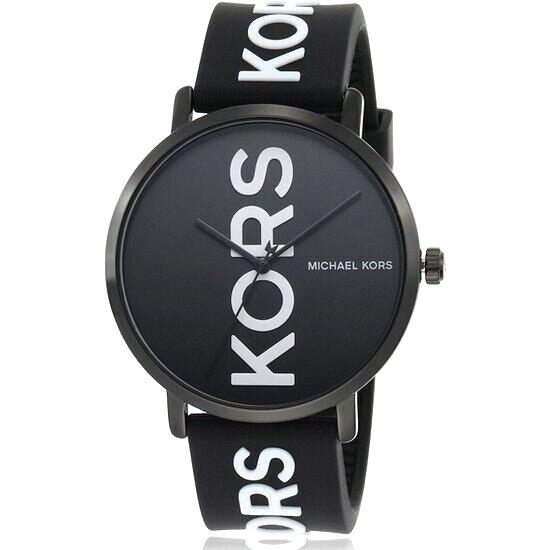 Michael Kors Charlie Black White Silicone Signature Logo Dial Watch MK2828