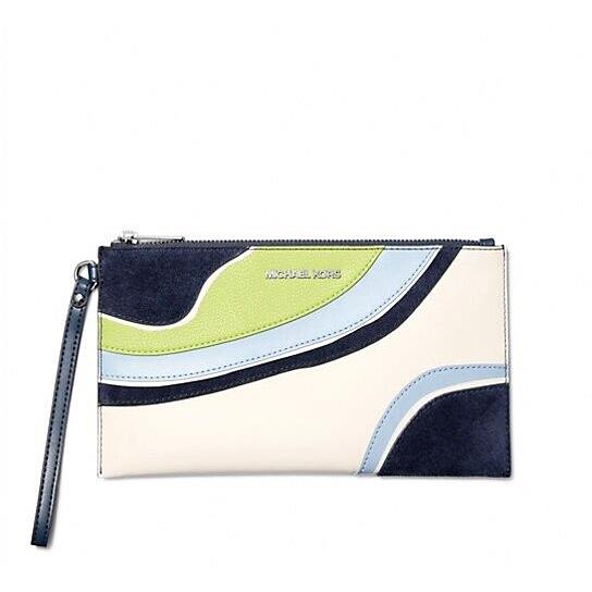 Michael Kors Jet Set Travel Large Patchwork Wristlet Navy Multi