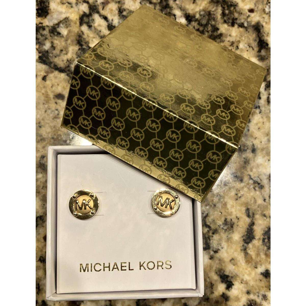 Michael Kors Heritage Logo Stud Earrings Gold Tone MKJX1666710