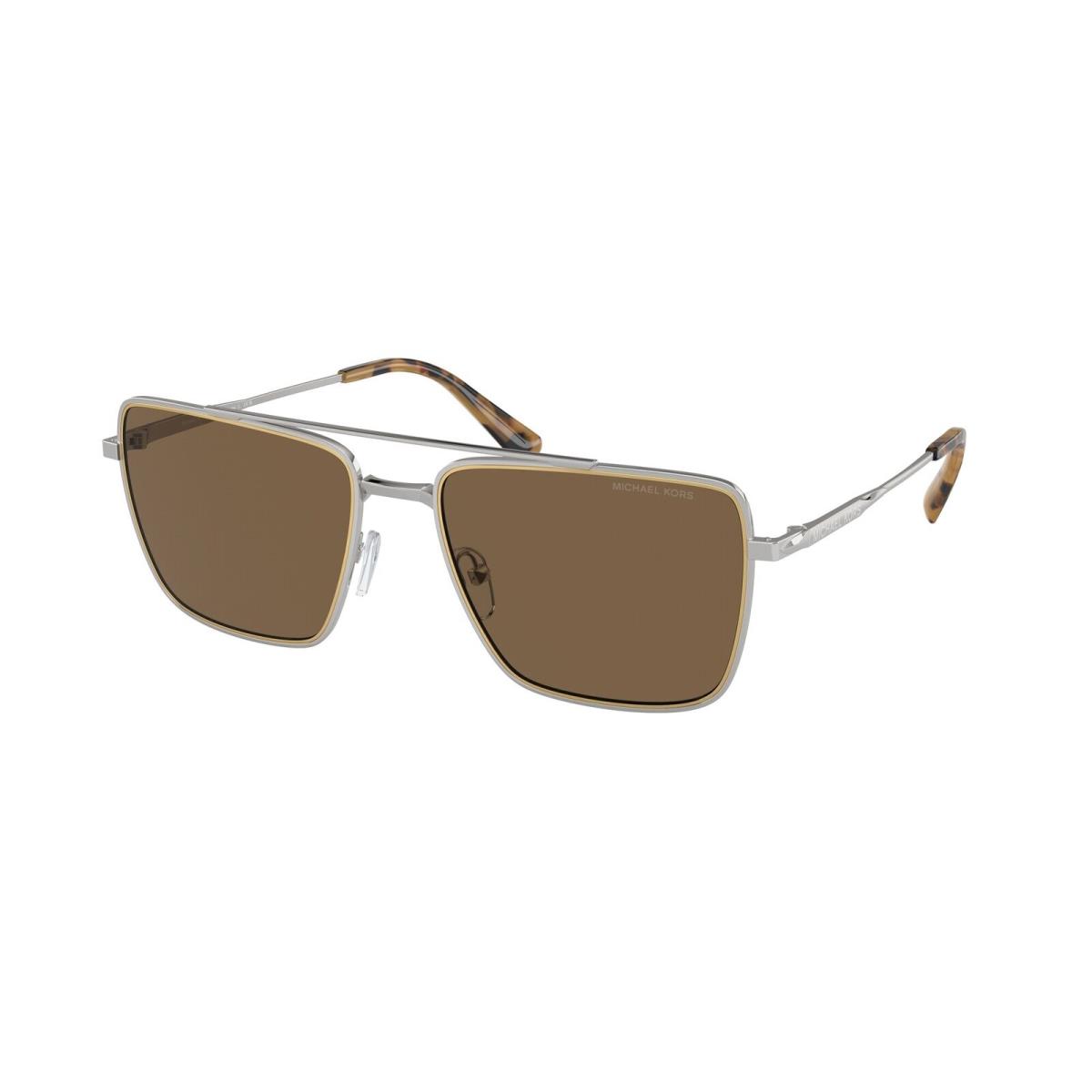 Michael Kors MK1154 189373 Blue Ridge Shiny Silver Brown 58 mm Men`s Sunglasses