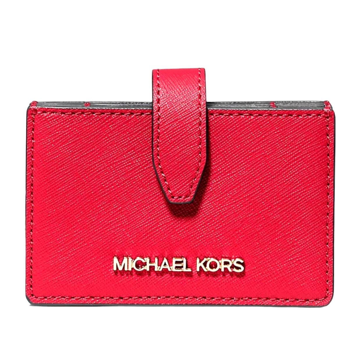 Michael Kors Jet Set Travel Med. Leather Accordion Card Case Dark Sangria