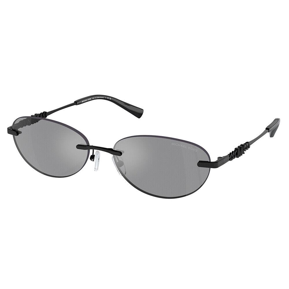 Michael Kors Manchester MK 1151 1005/1 Black Metal Oval Sunglasses Grey Lens