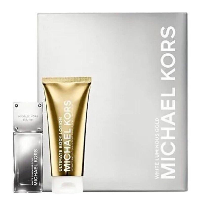 Michael Kors White Luminous Gold Gift Set Edp 1.7 Oz Body Lotion 3.4 Oz