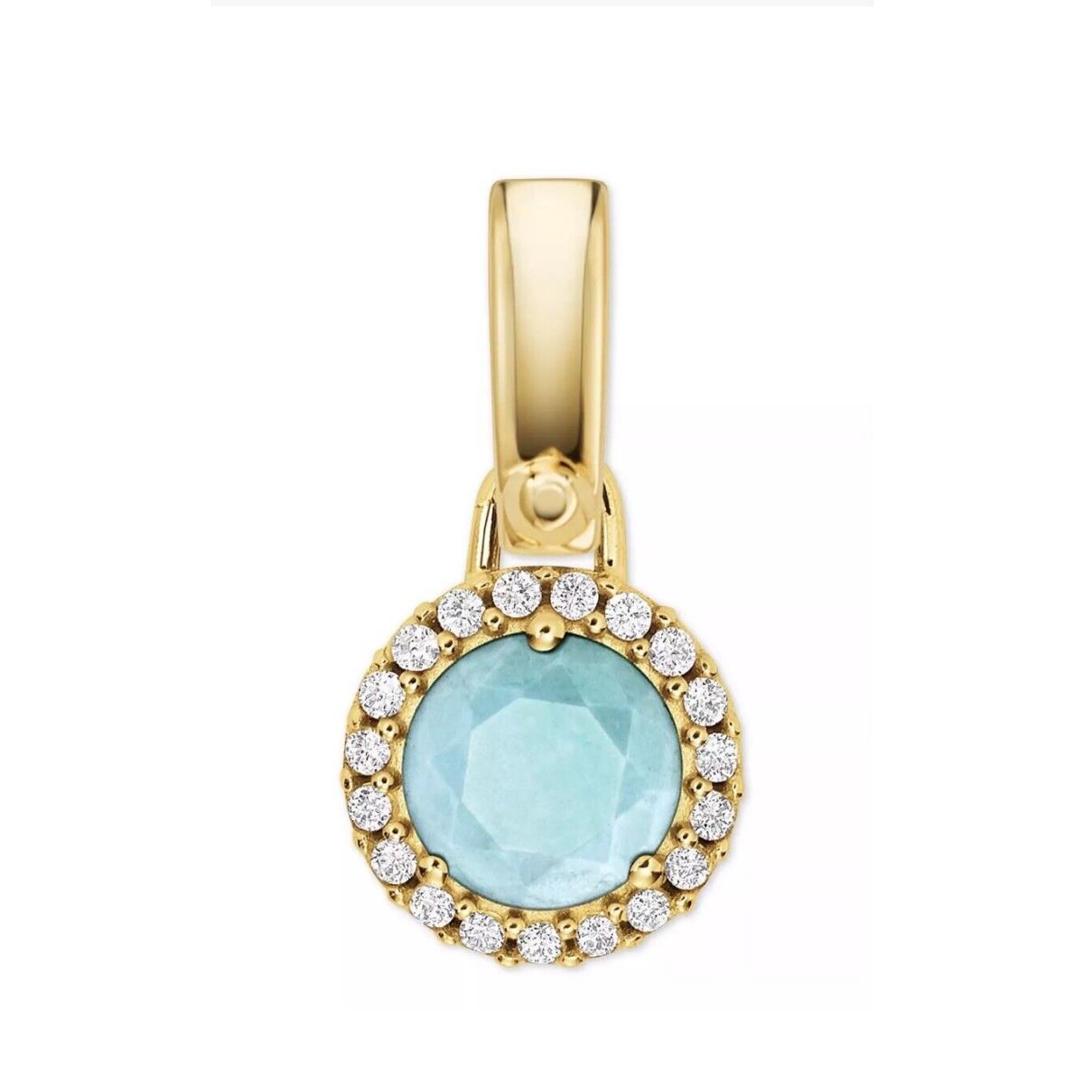 Michael Kors Blue Stone Crystal Gold Tone 925 Sterling Silver Charm Pendant