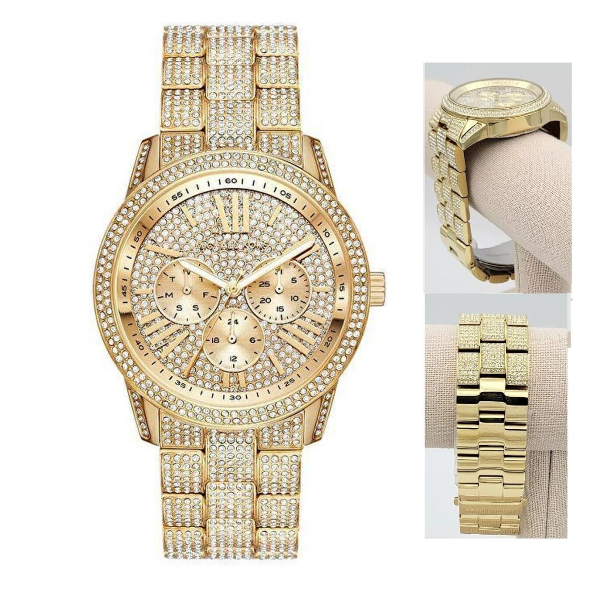 Michael Kors Bradshaw Gold Tone Pave Crystals Covered Roman Watch MK6789