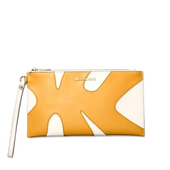 Michael Kors Jet Set Travel Large Patchwork Wristlet Golden Rod Multi - Exterior: Golden Rod Multi