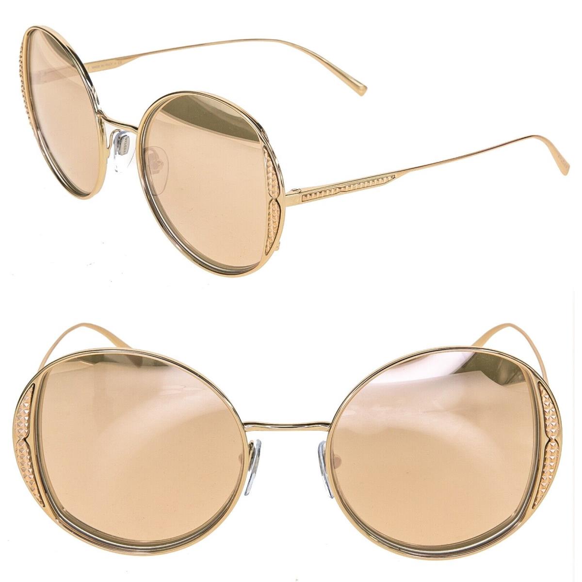 Bvlgari BV6169 Rose Gold Mirrored Round Metal Fashion Sunglasses 6169