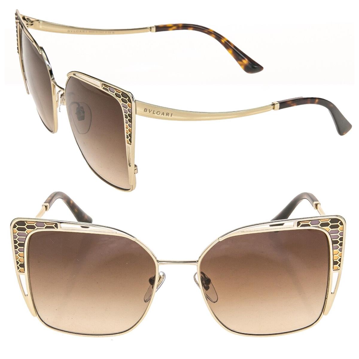 Bvlgari Serpenti BV6179 Gold Brown Enamel Snake Scales Metal Sunglasses 6179