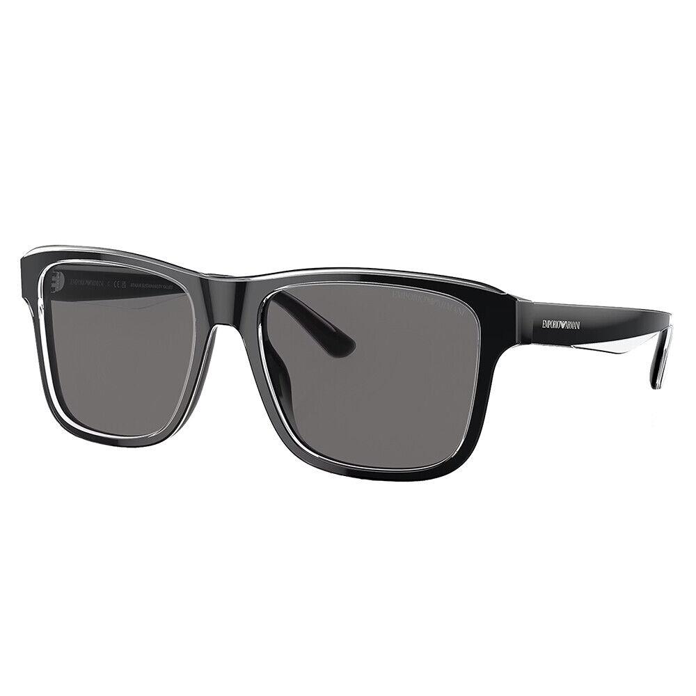 Emporio Armani EA 4208 605187 Shiny Black/crystal Plastic Sunglasses Grey