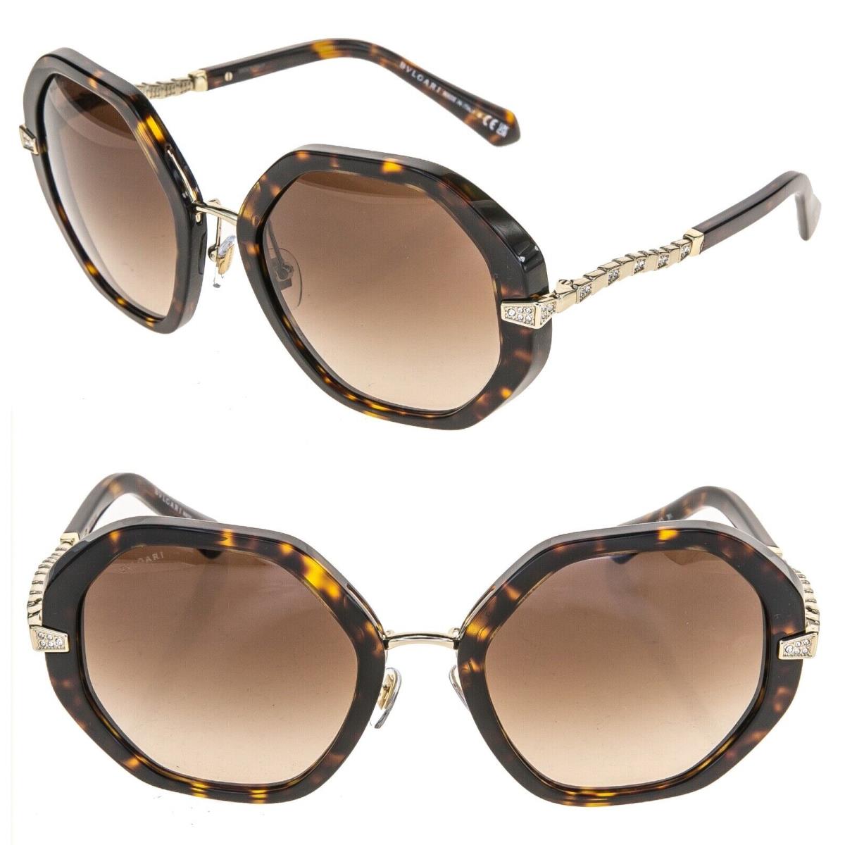 Bvlgari Serpenti Viper BV8242B Brown Gold Snake Crystal Scales Sunglasses 8242