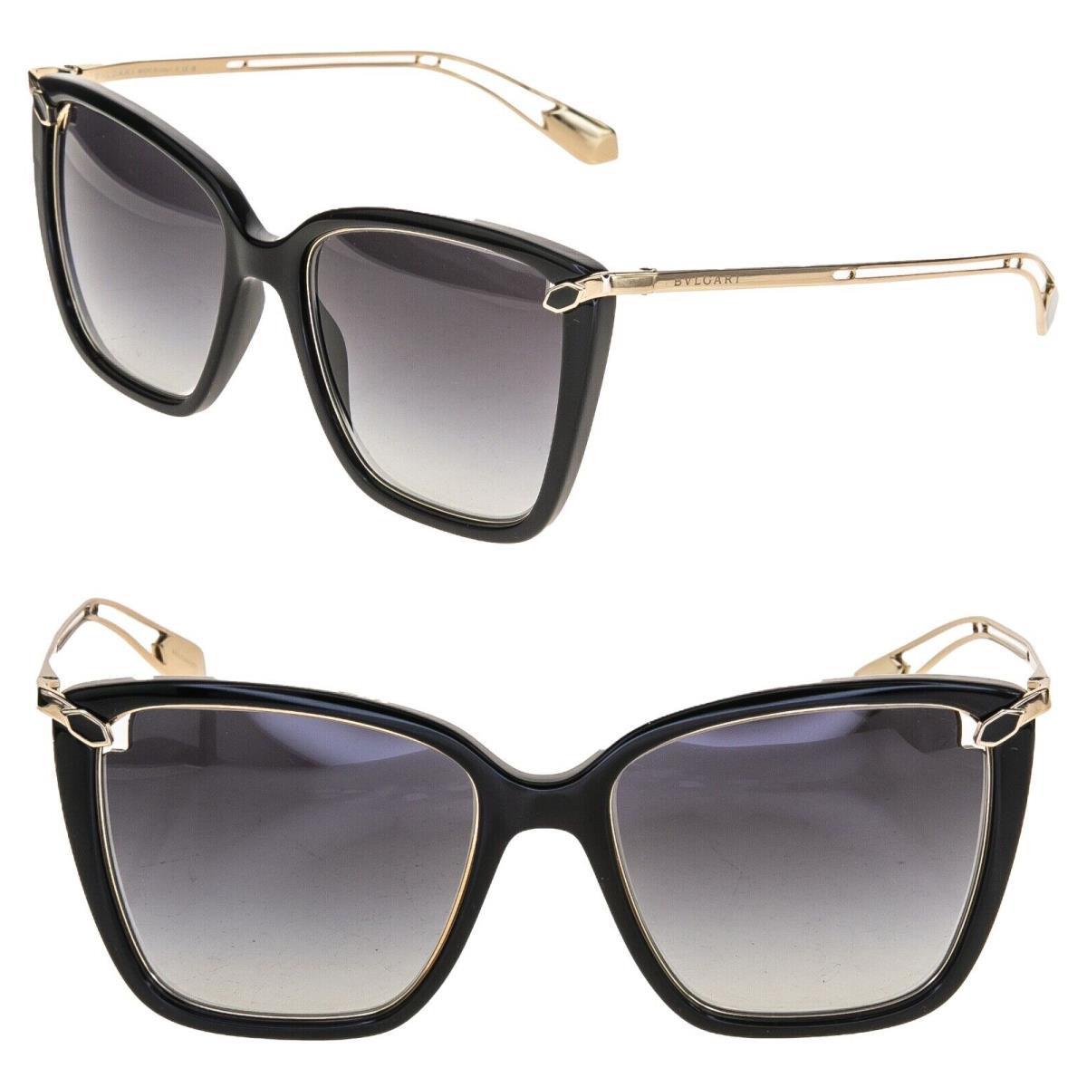 Bvlgari Serpenti Viper BV8228B Black Gold Snake Scales Geometric Sunglasses 8228