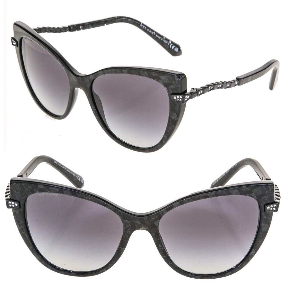 Bvlgari Serpenti Viper BV8236B Black Mamba Snake Crystal Scales Sunglasses 8236