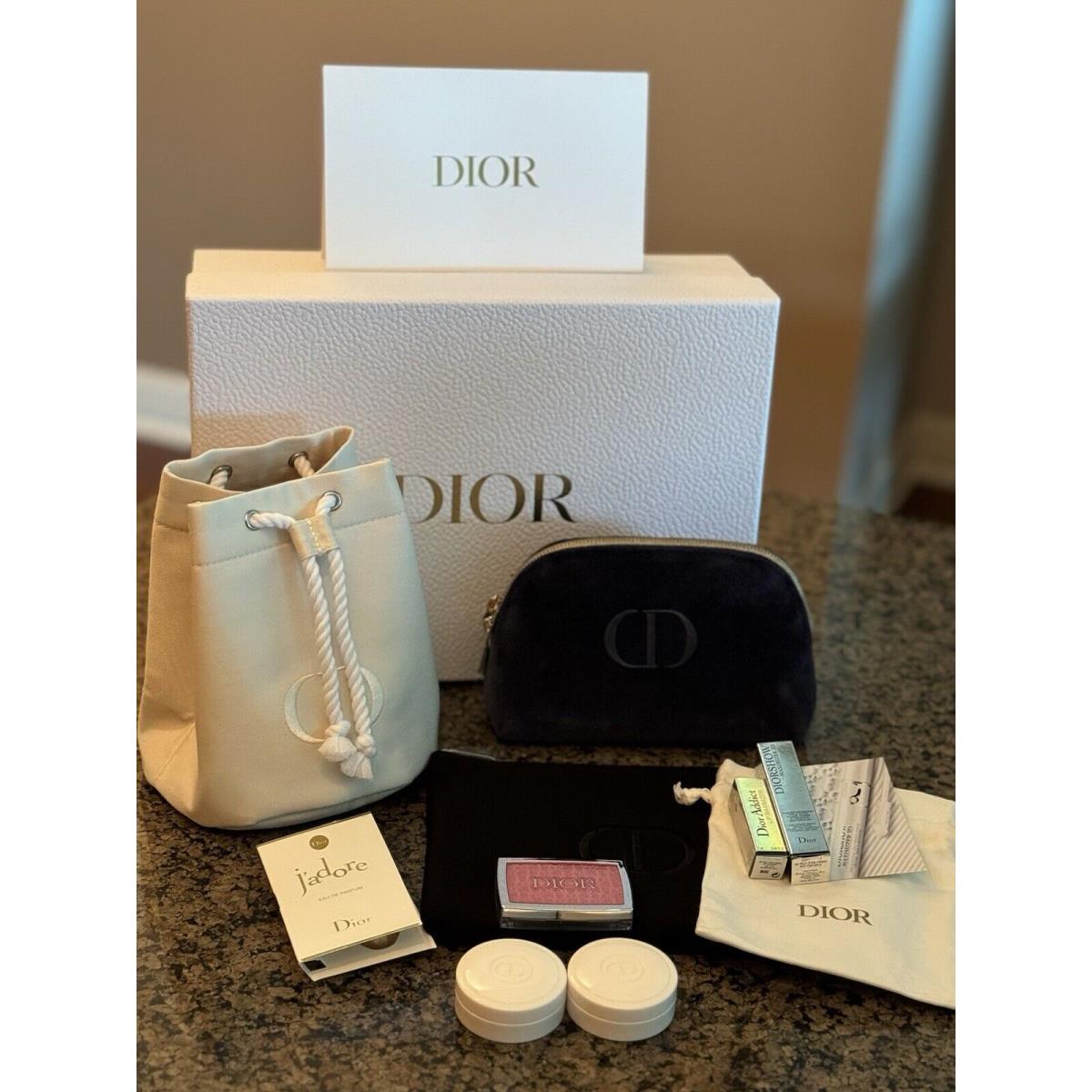 Dior Beauty Travel Sized Lot of Small Dior Products + Makeup Bags + Box