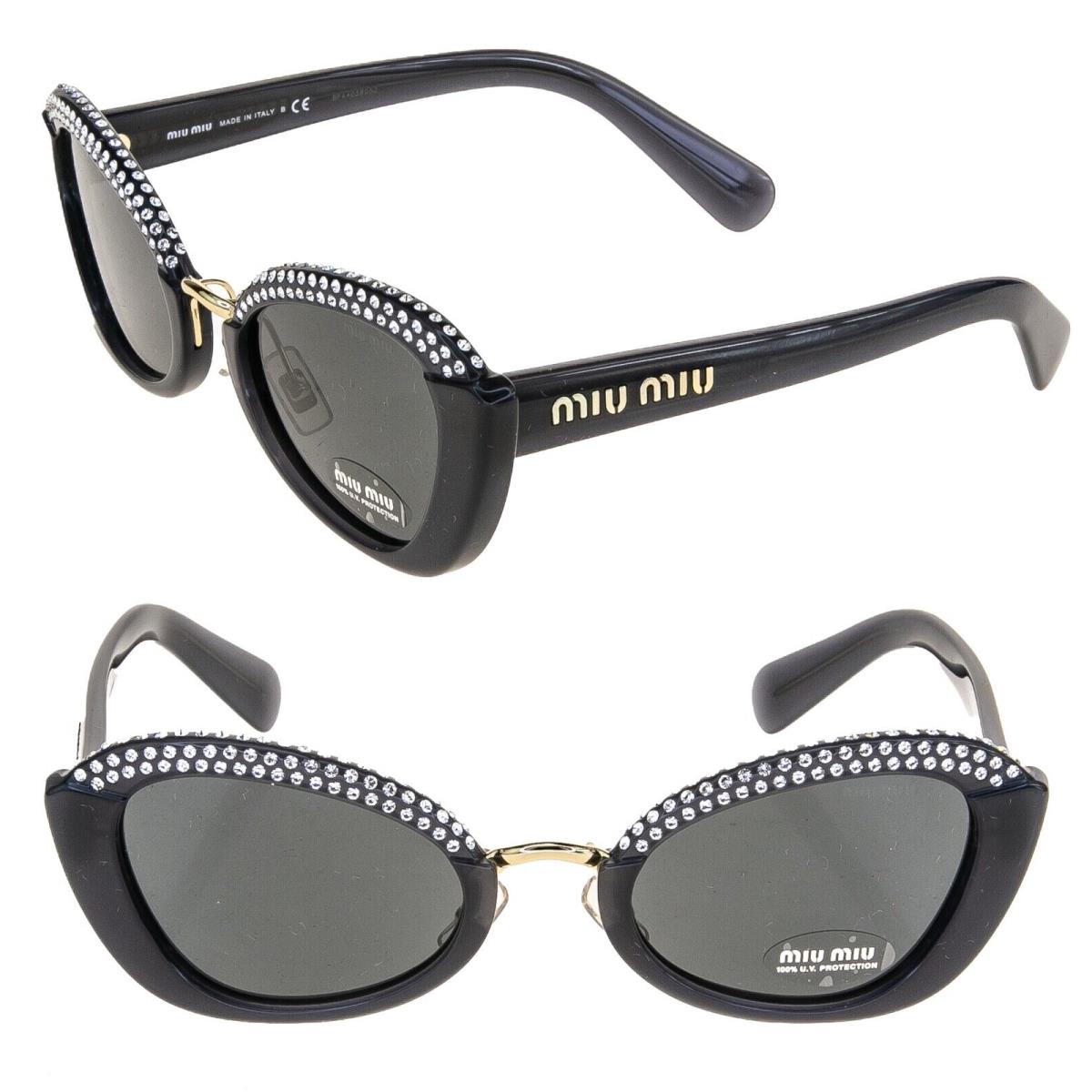 Miu Miu MU05WS Opal Gray Crystal Strass Rock Oval Fashion Sunglasses 05W