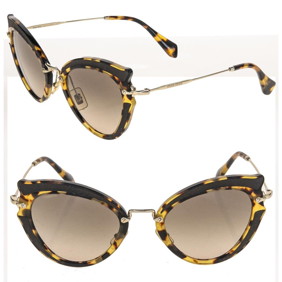 Miu Miu Noir Silk MU05SS Cat Eye Brown Havana Gold Fashion Sunglasses 05S Women